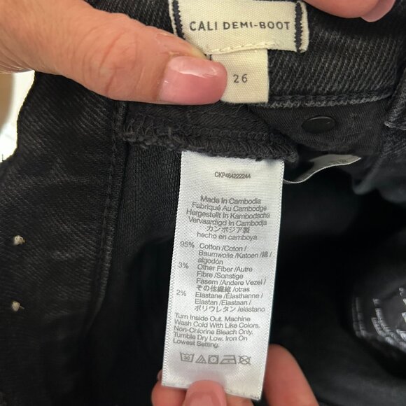 Madewell Cali Demi-Boot Jeans Black Wash Denim Raw Hem Size 26 Womens - Picture 6 of 9